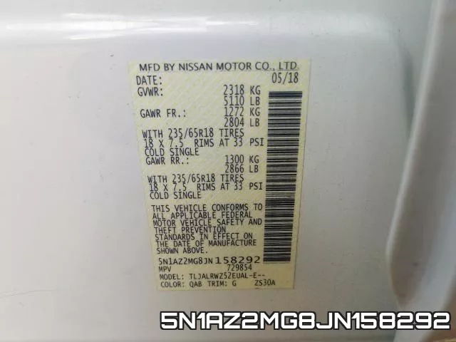 5N1AZ2MG8JN158292 фото 2
