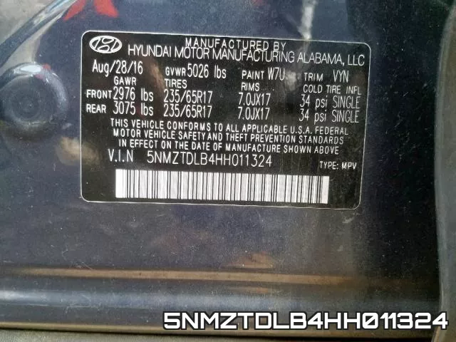 5NMZTDLB4HH011324 фото 2