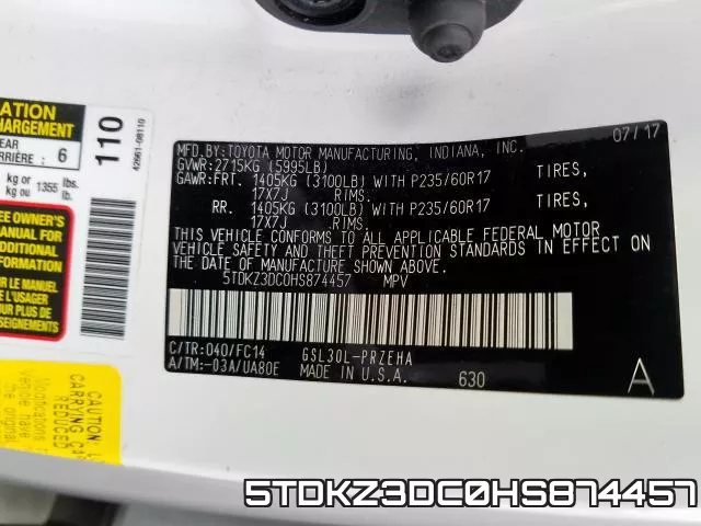 5TDKZ3DC0HS874457 фото 2