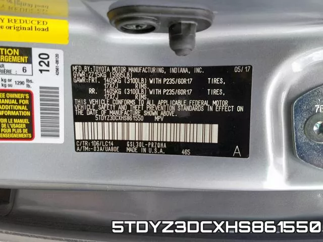 5TDYZ3DCXHS861550 фото 2