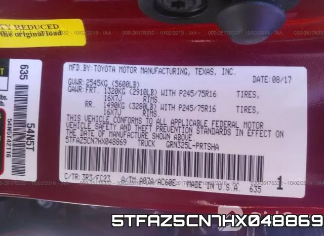 5TFAZ5CN7HX048869 фото 4