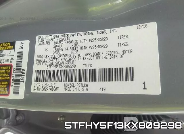 5TFHY5F13KX809298 фото 8
