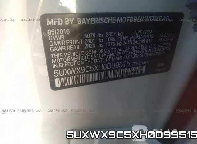 5UXWX9C5XH0D99515 фото 10