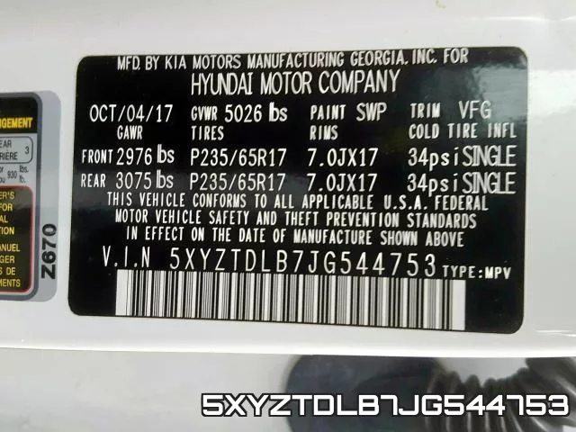 5XYZTDLB7JG544753 фото 2