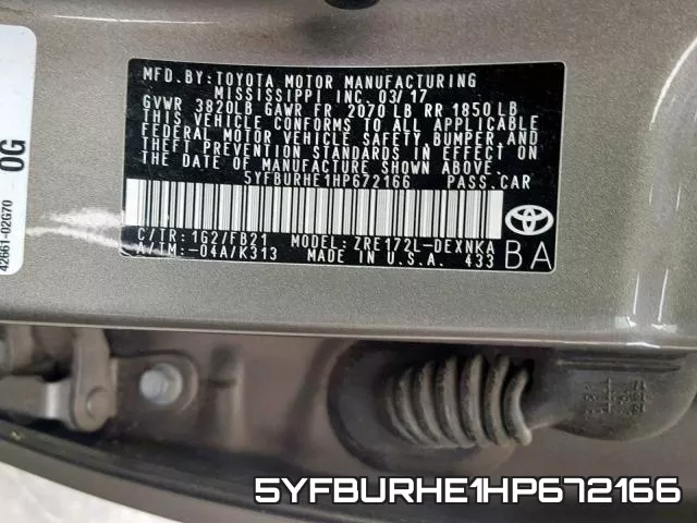 5YFBURHE1HP672166 фото 2