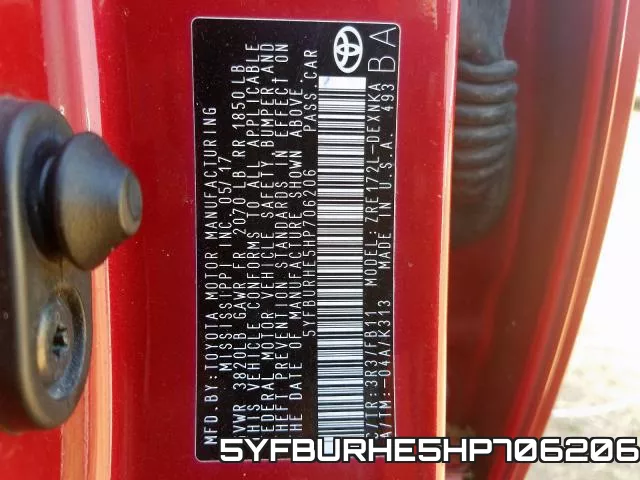 5YFBURHE5HP706206 фото 2