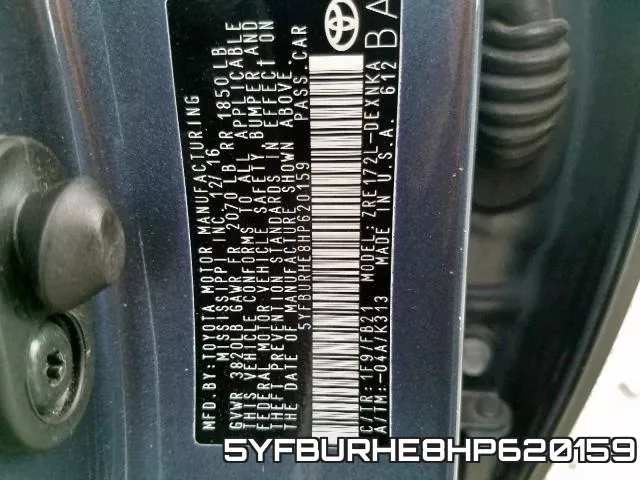5YFBURHE8HP620159 фото 2
