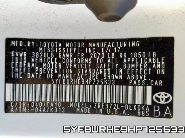 5YFBURHE9HP725633 фото 2