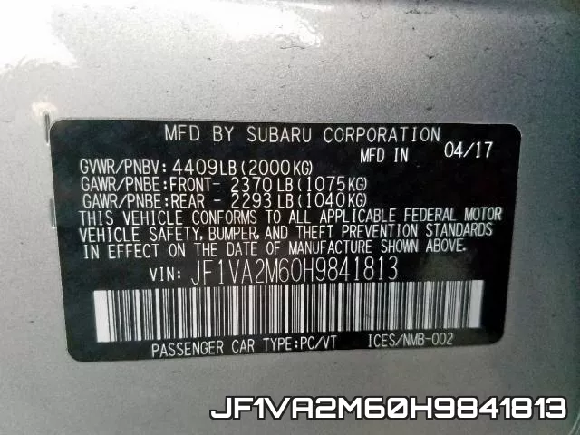 JF1VA2M60H9841813 фото 2