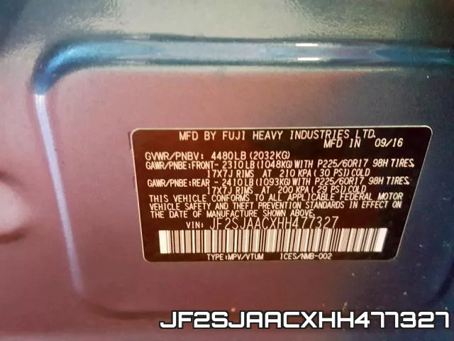 JF2SJAACXHH477327 фото 2