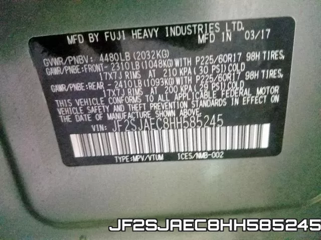 JF2SJAEC8HH585245 фото 2