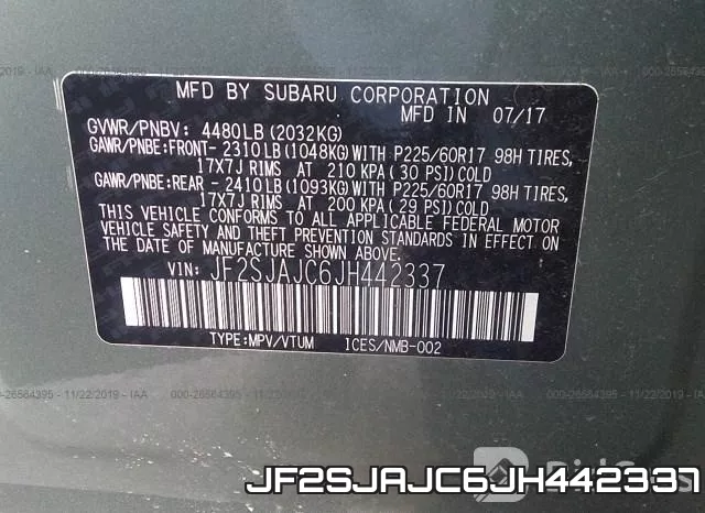 JF2SJAJC6JH442337 фото 10