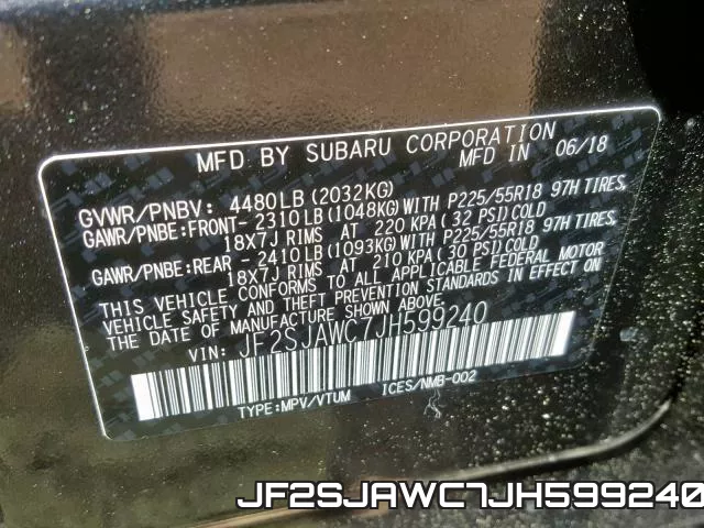 JF2SJAWC7JH599240 фото 2