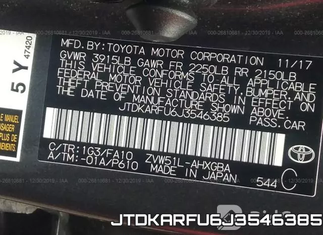 JTDKARFU6J3546385 фото 8