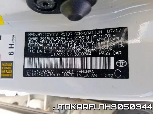 JTDKARFU7H3050344 фото 2