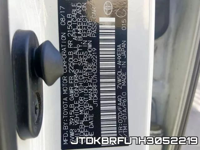 JTDKBRFU7H3052219 фото 2