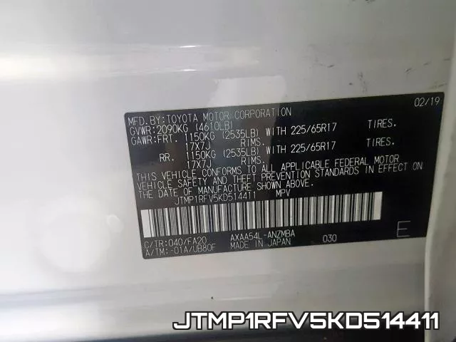 JTMP1RFV5KD514411 фото 2