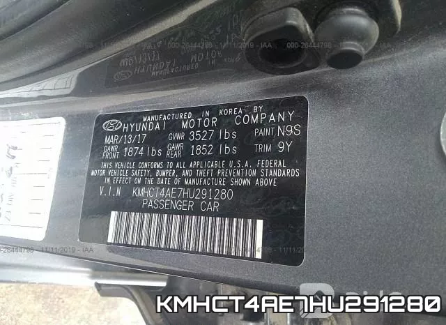KMHCT4AE7HU291280 фото 8