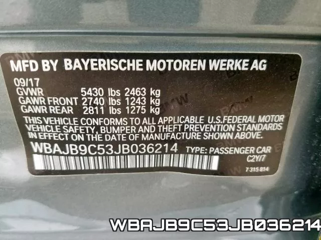 WBAJB9C53JB036214 фото 2