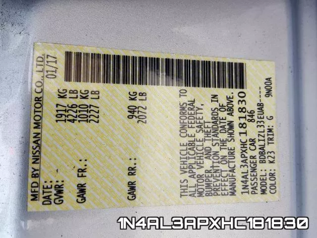 1N4AL3APXHC181830 фото 2