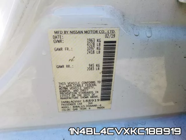 1N4BL4CVXKC188919 фото 2