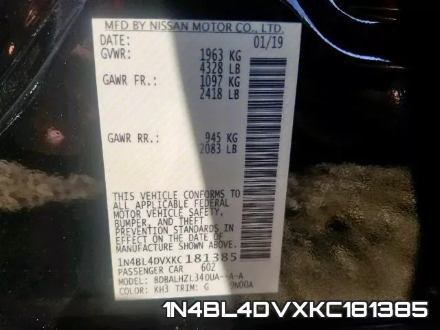 1N4BL4DVXKC181385 фото 2