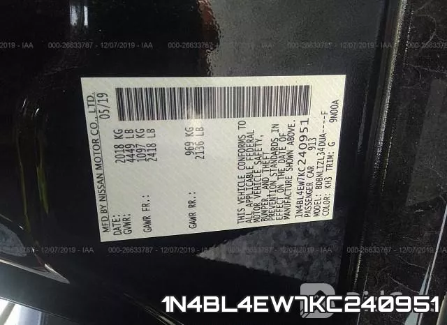1N4BL4EW7KC240951 фото 10
