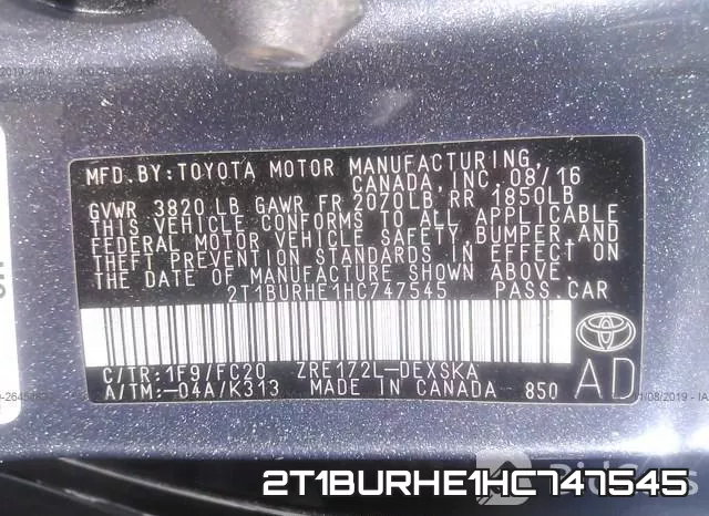 2T1BURHE1HC747545 фото 10