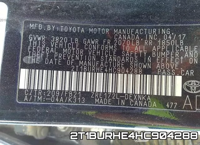 2T1BURHE4HC904288 фото 8
