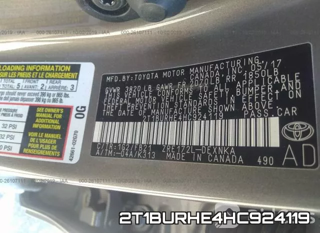 2T1BURHE4HC924119 фото 9
