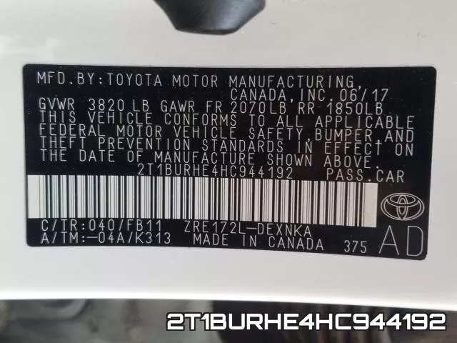 2T1BURHE4HC944192 фото 2