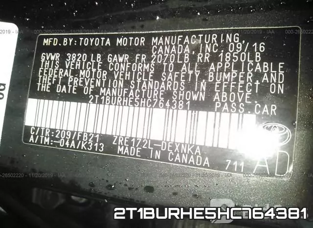 2T1BURHE5HC764381 фото 10