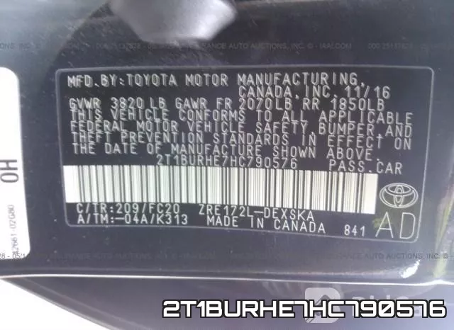 2T1BURHE7HC790576 фото 10