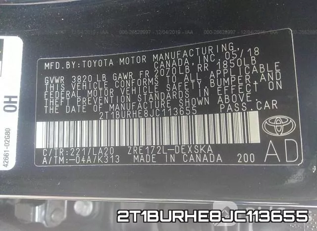 2T1BURHE8JC113655 фото 9