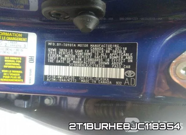2T1BURHE8JC118354 фото 8