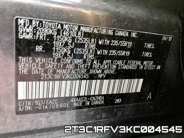 2T3C1RFV3KC004545 фото 2