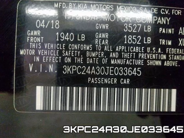 3KPC24A30JE033645 фото 2
