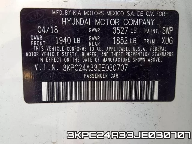 3KPC24A33JE030707 фото 2