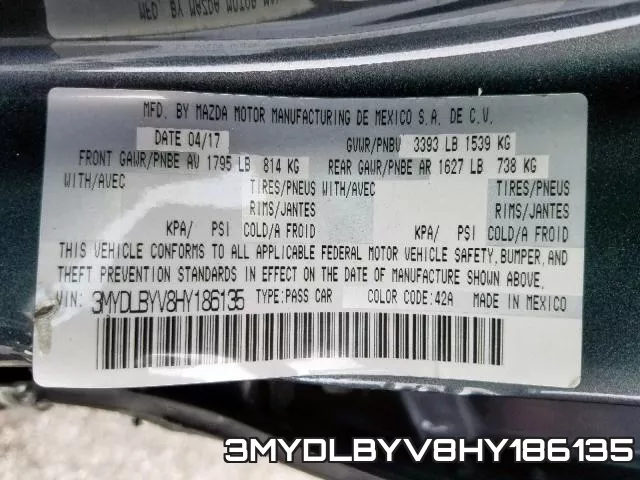 3MYDLBYV8HY186135 фото 2