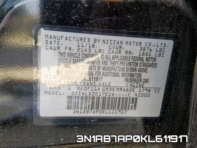 3N1AB7AP0KL611917 фото 2