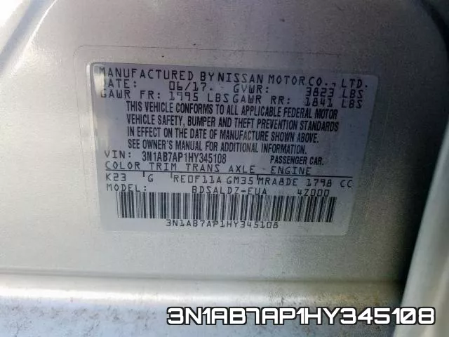 3N1AB7AP1HY345108 фото 2