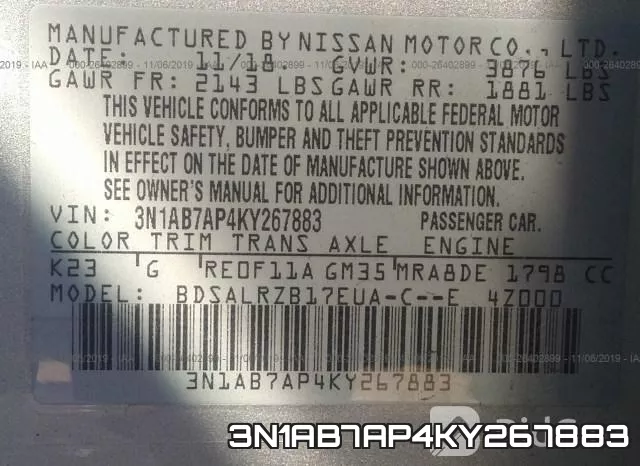 3N1AB7AP4KY267883 фото 9
