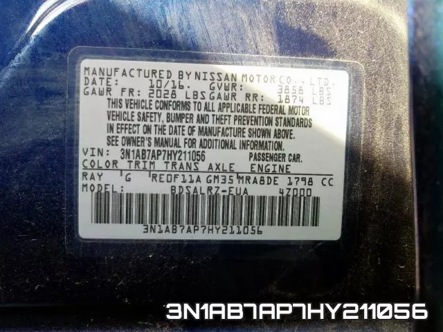 3N1AB7AP7HY211056 фото 2