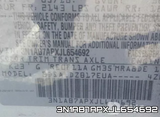3N1AB7APXJL654692 фото 7
