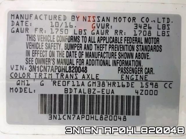 3N1CN7AP0HL820048 фото 2