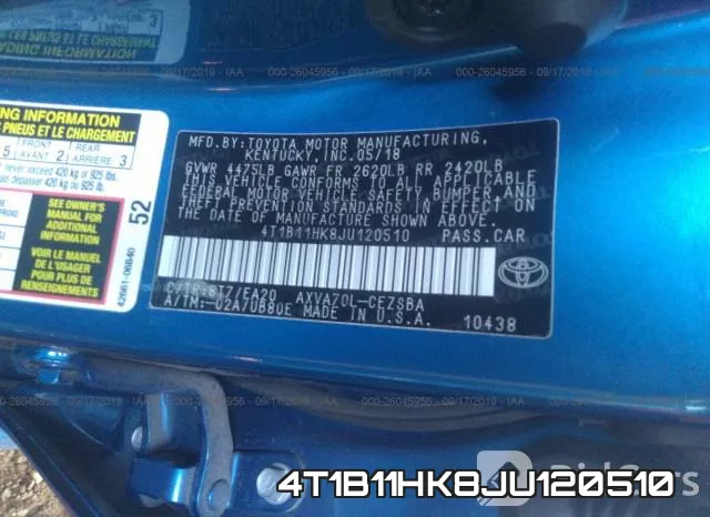 4T1B11HK8JU120510 фото 9