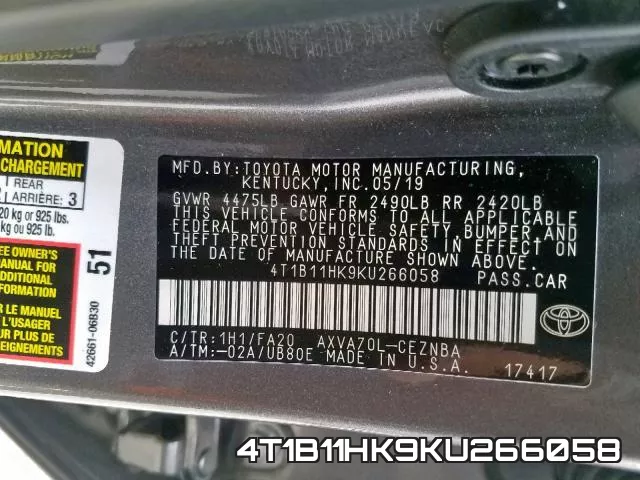 4T1B11HK9KU266058 фото 2