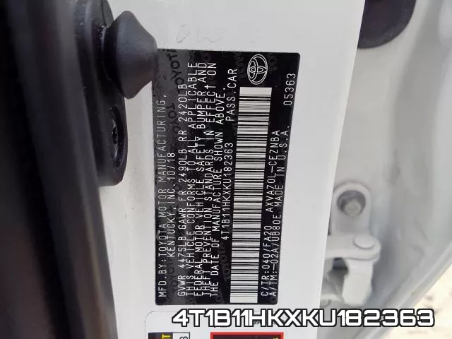 4T1B11HKXKU182363 фото 2