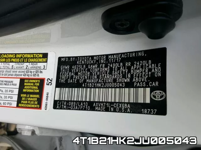 4T1B21HK2JU005043 фото 2