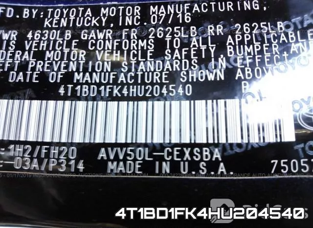 4T1BD1FK4HU204540 фото 7